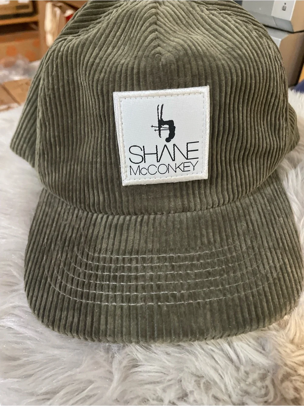 Shane McConkey Foundation Olive Green Corduroy Hat Rare Ski BASE Jump Cap Vtg